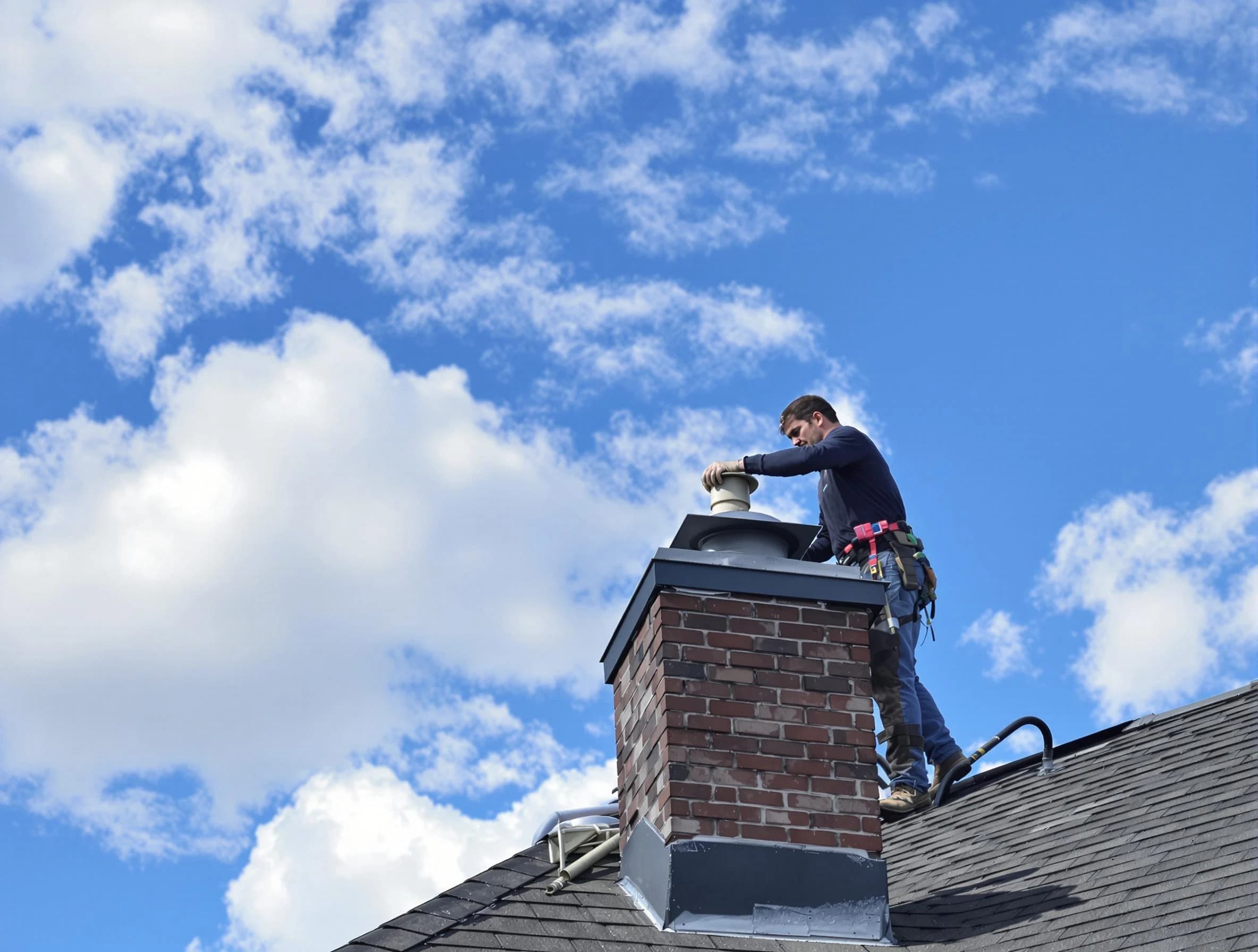Lilburn Chimney Sweep installing a sturdy chimney cap in Lilburn, GA
