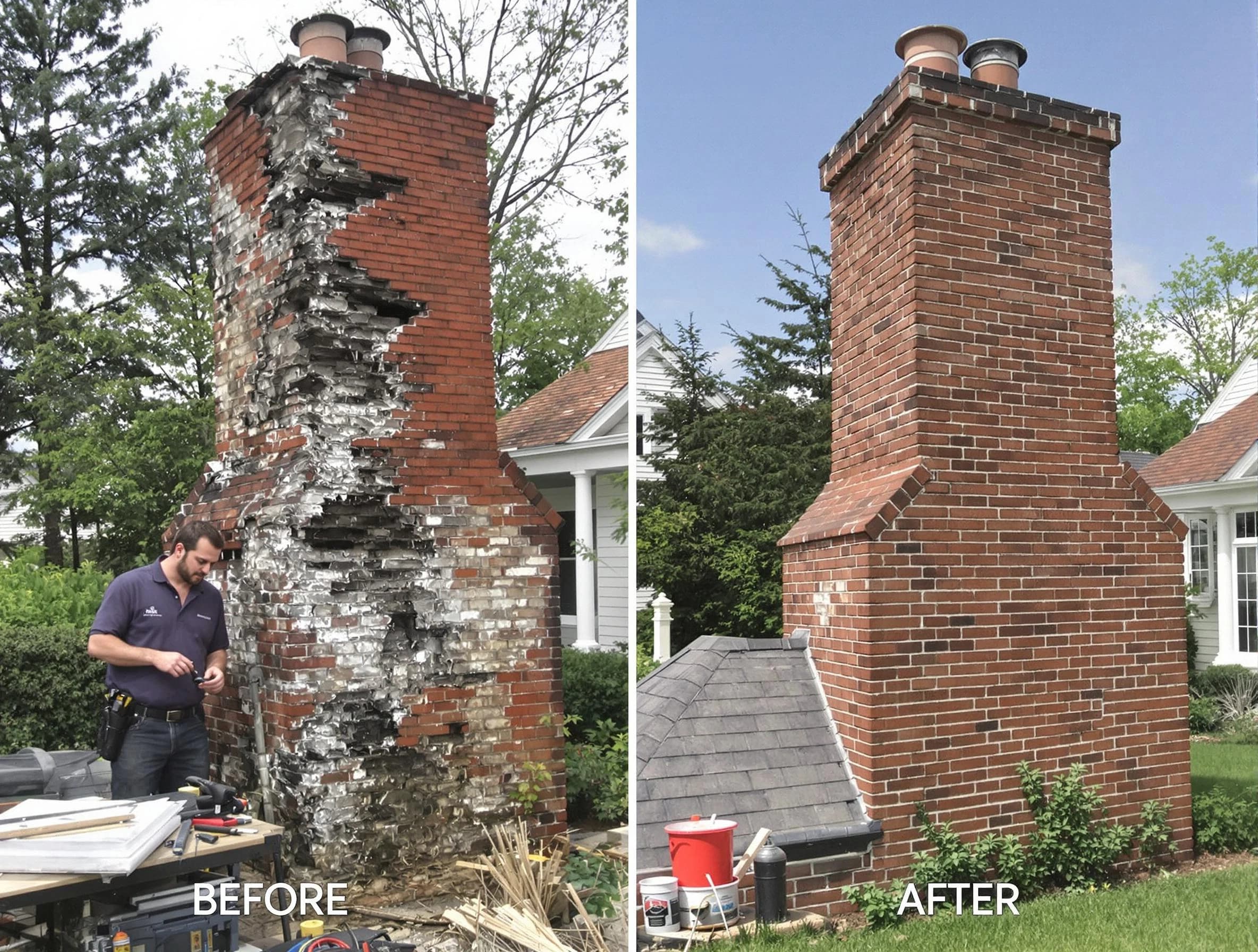 Lilburn Chimney Sweep performing a full chimney restoration in Lilburn, GA