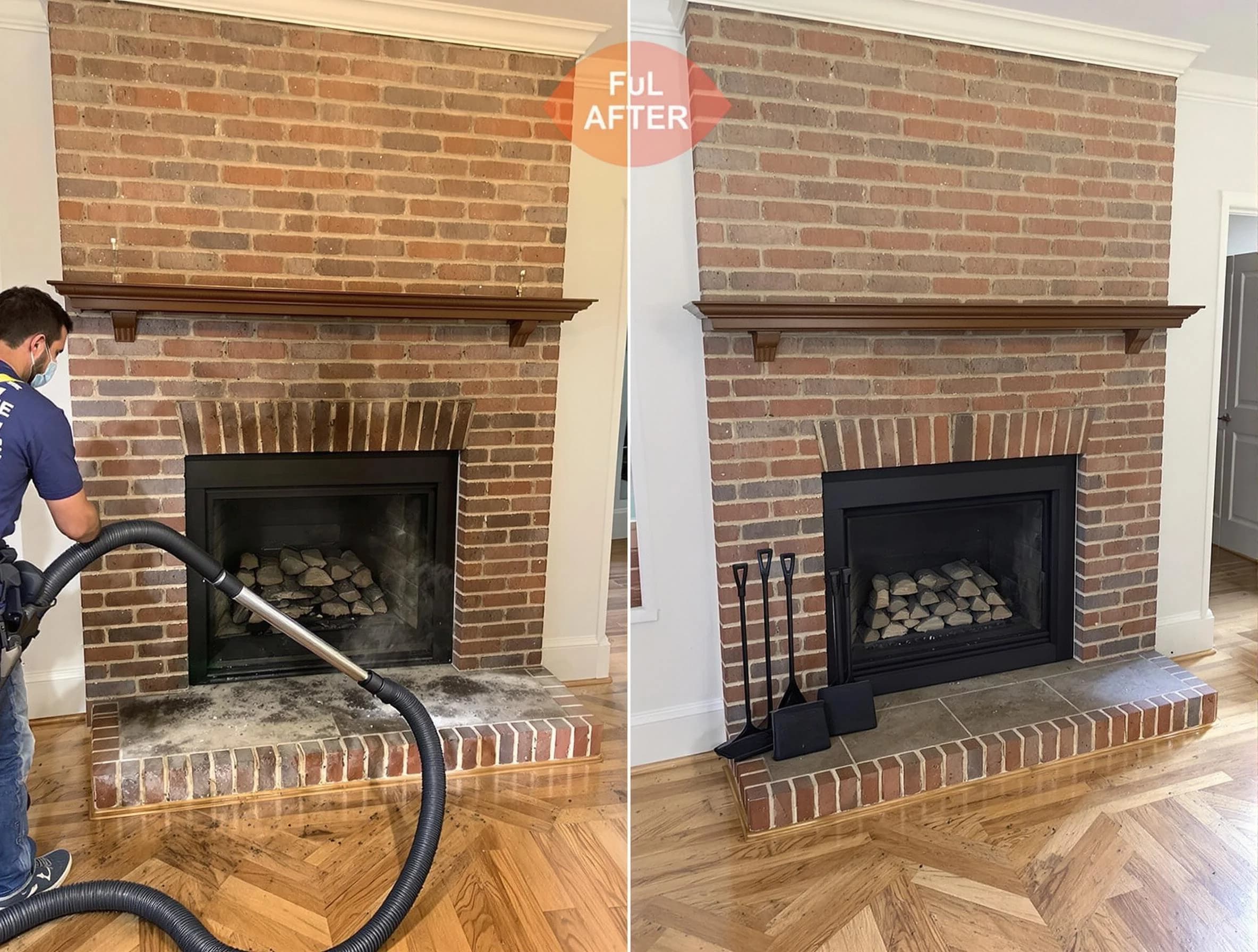 Lilburn Chimney Sweep carefully sanitizing a fireplace in Lilburn, GA
