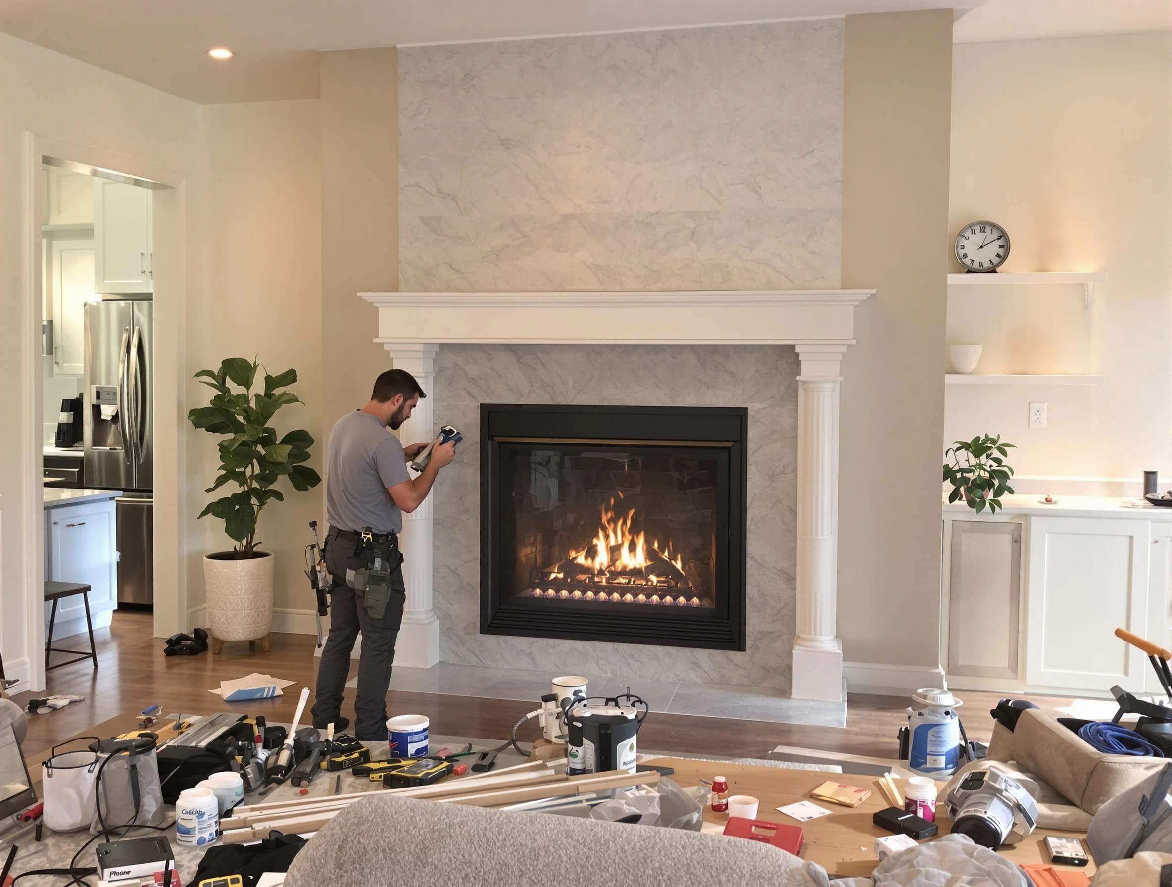 Newly installed fireplace by Lilburn Chimney Sweep in Lilburn, GA