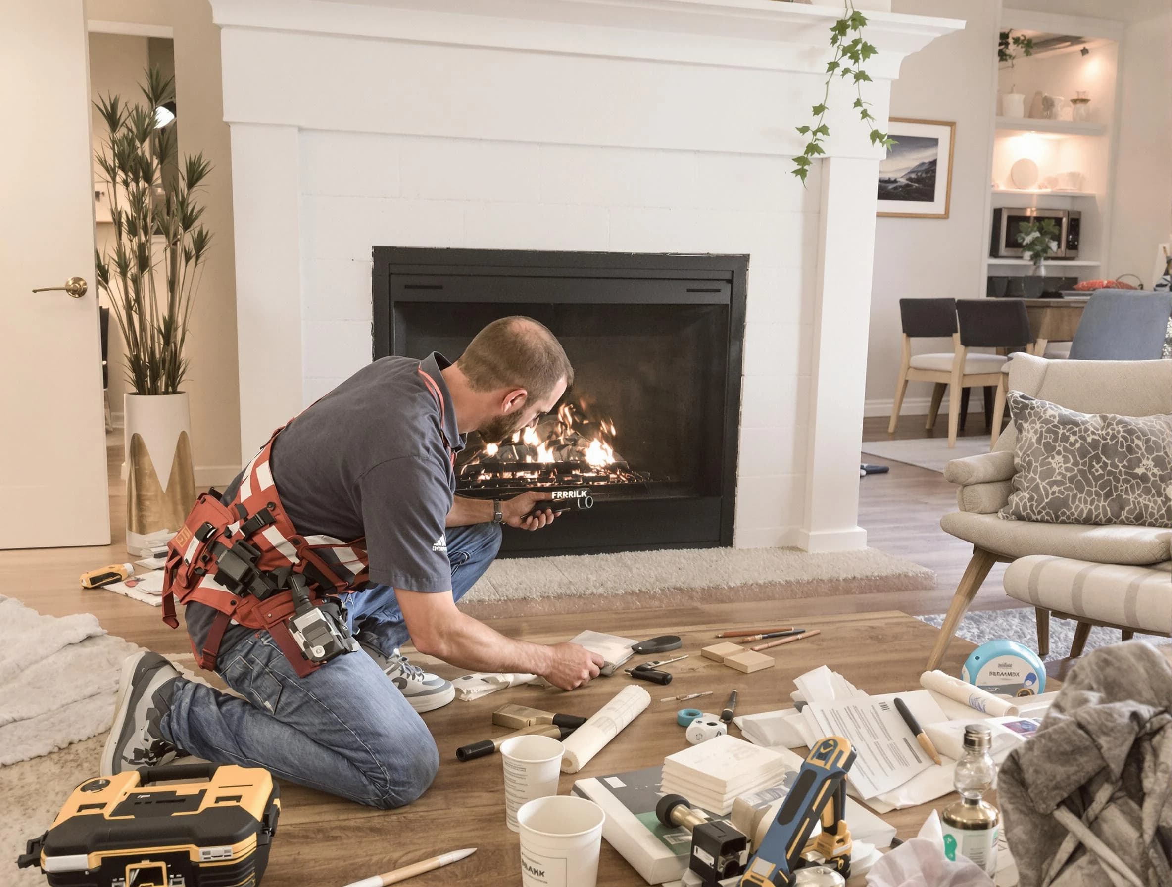 Lilburn Chimney Sweep performing fireplace repair in Lilburn, GA