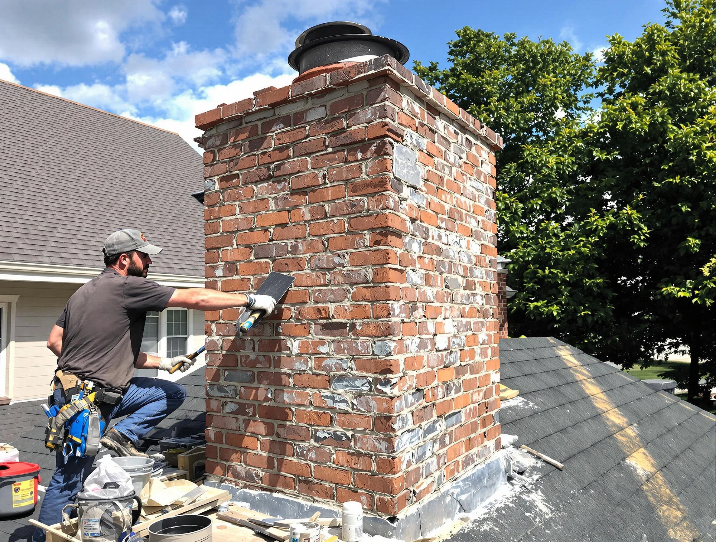 Completed chimney rebuild by Lilburn Chimney Sweep in Lilburn, GA