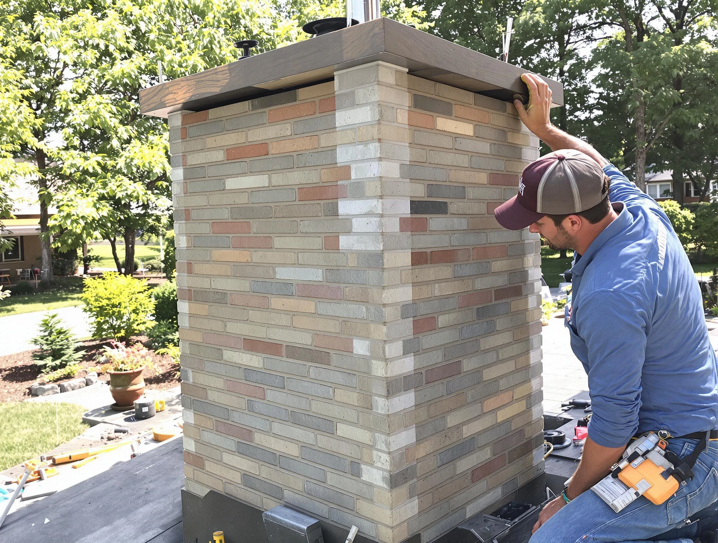 Lilburn Chimney Sweep completing a modern chimney remodel in Lilburn, GA