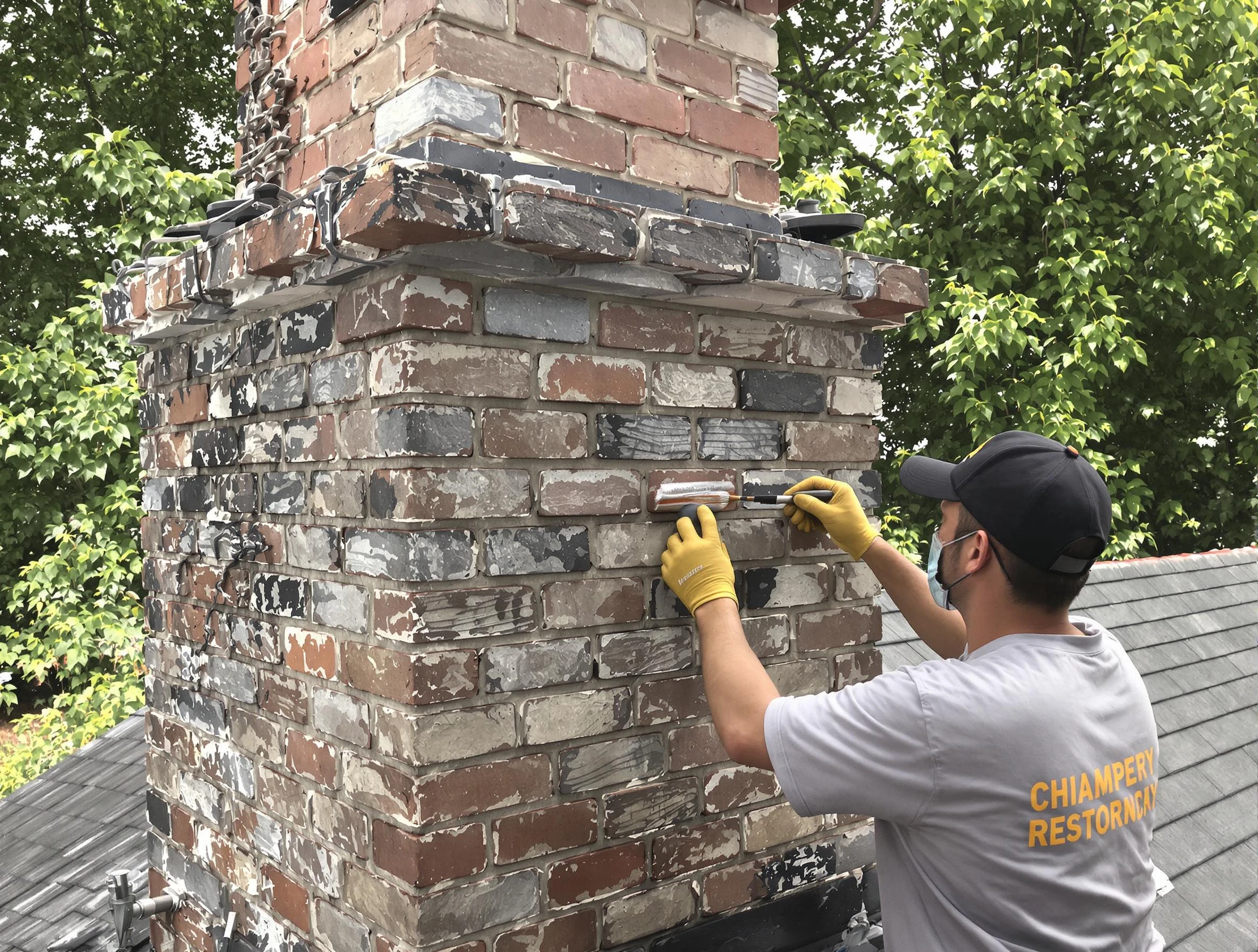 In-progress chimney restoration by Lilburn Chimney Sweep in Lilburn, GA