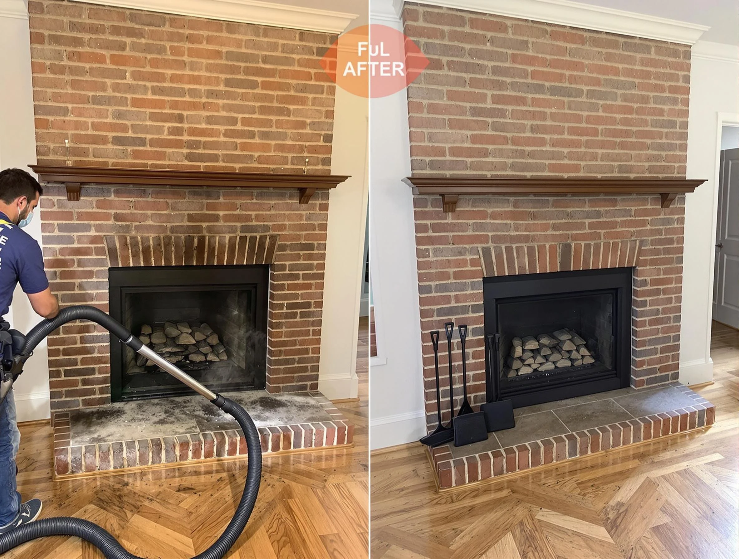 Lilburn Chimney Sweep carefully sanitizing a fireplace in Lilburn, GA