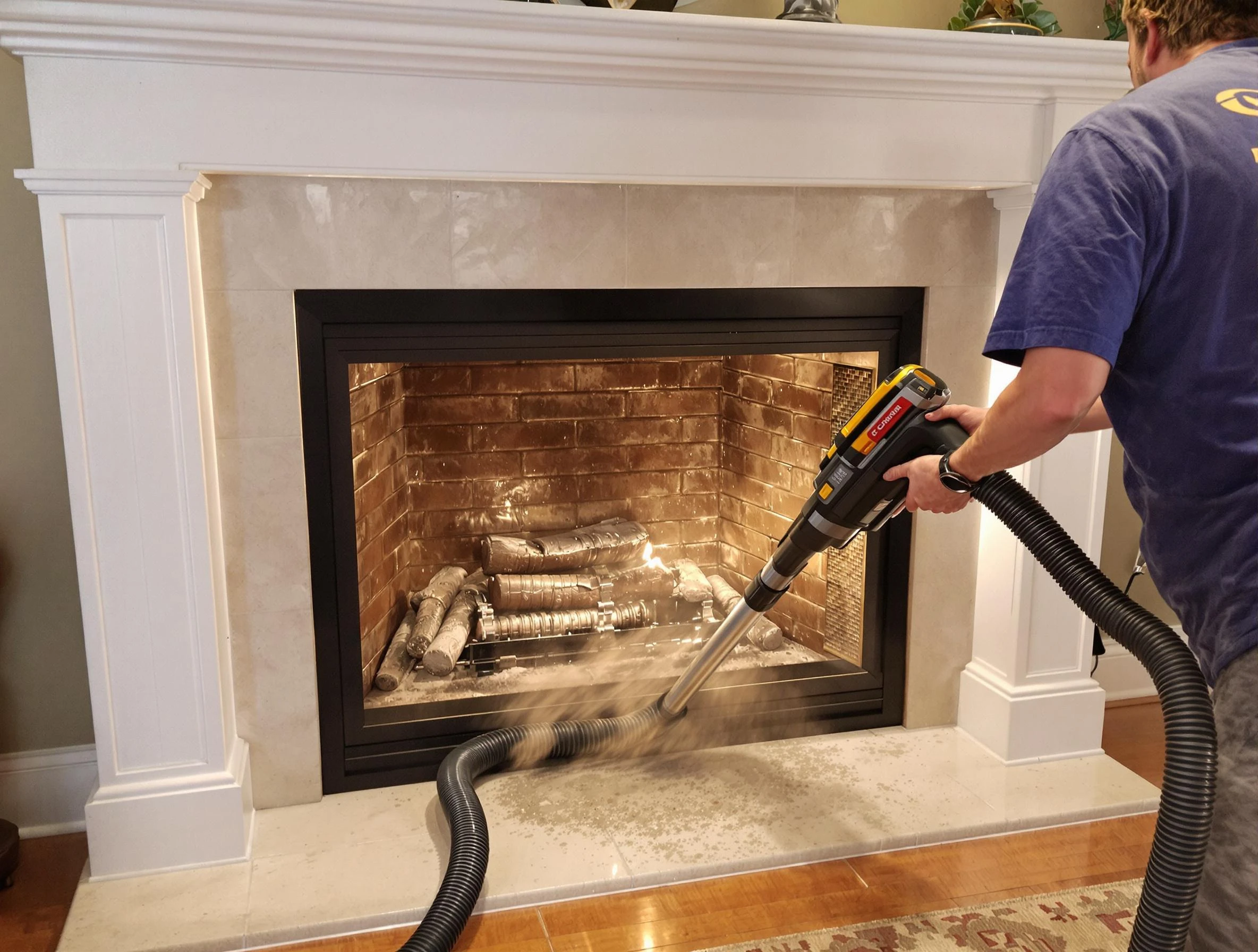 Fireplace cleaning performed by Lilburn Chimney Sweep in Lilburn, GA