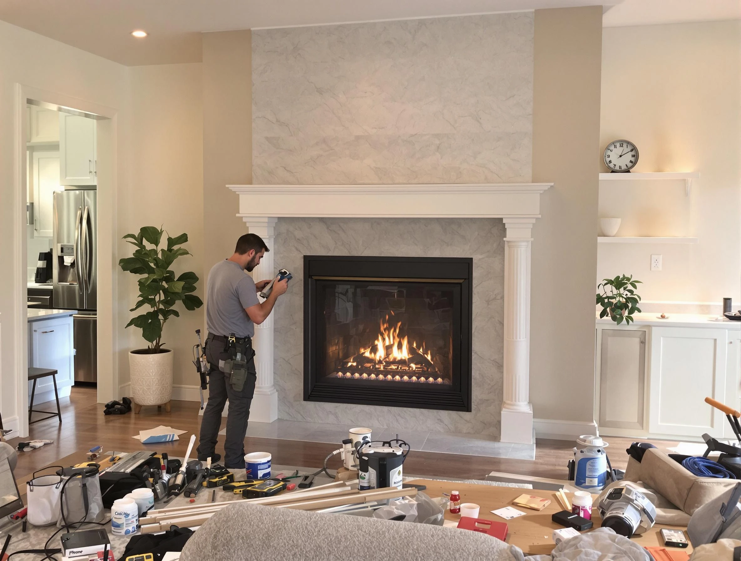 Newly installed fireplace by Lilburn Chimney Sweep in Lilburn, GA