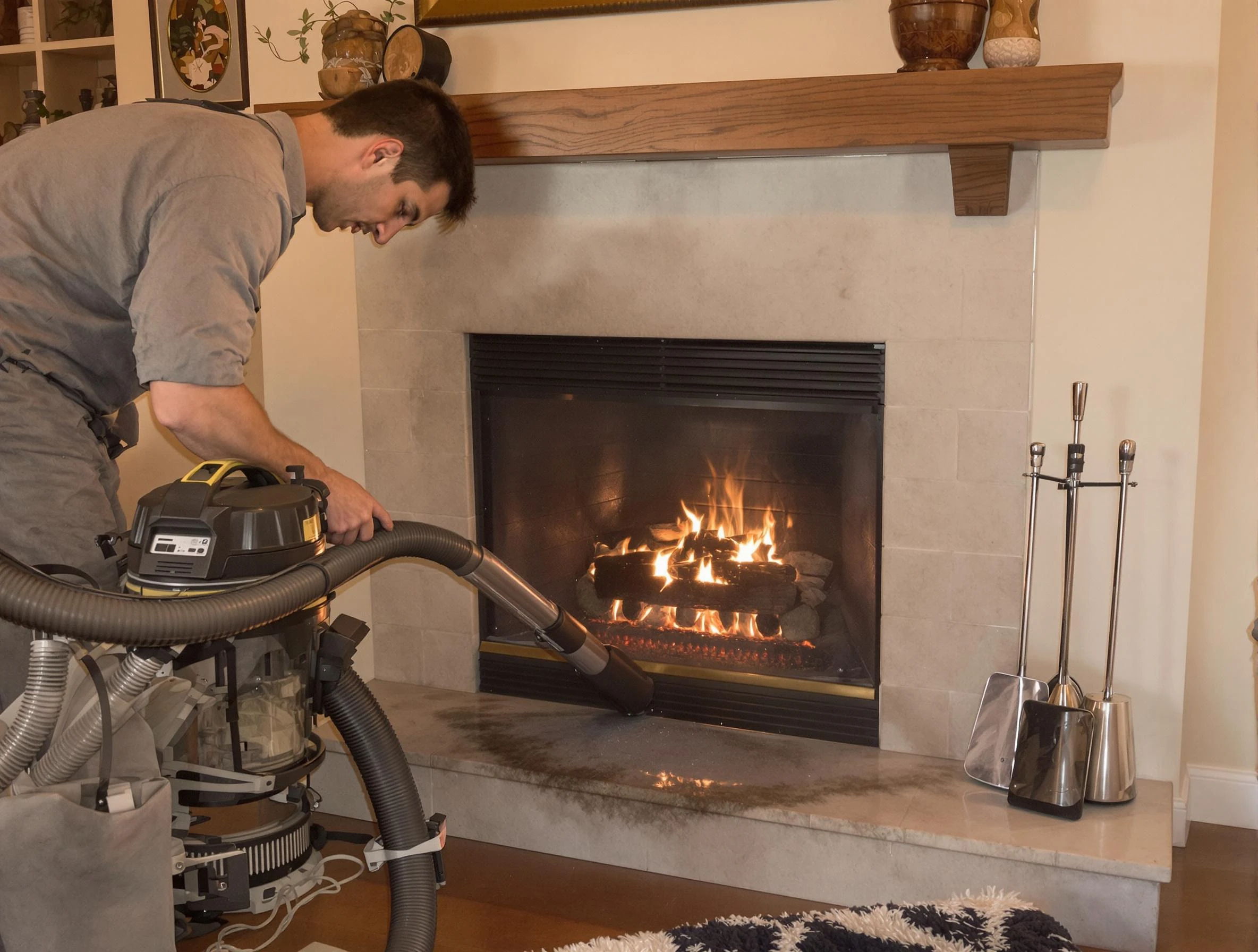 Routine fireplace upkeep by Lilburn Chimney Sweep in Lilburn, GA